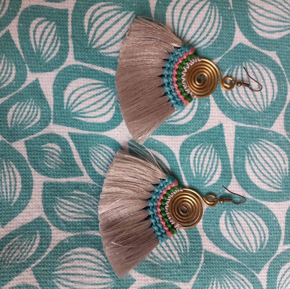 Gray Tassel Earrings